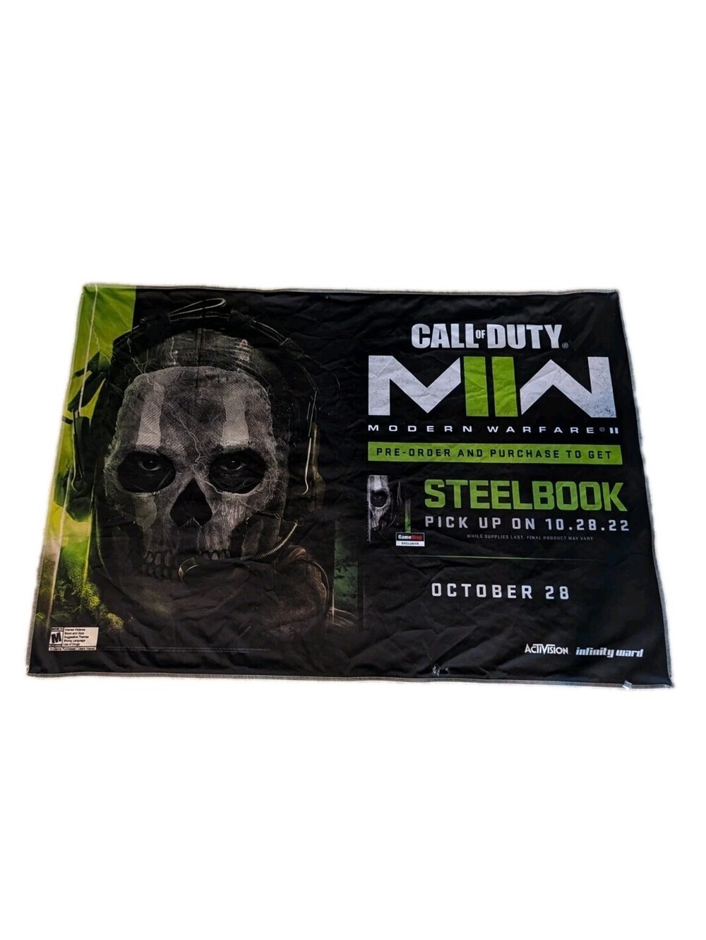 Call Of Duty MWII Modern Warfare II Ghost Steelbook Promo Banner Flag 48x35 Rare
